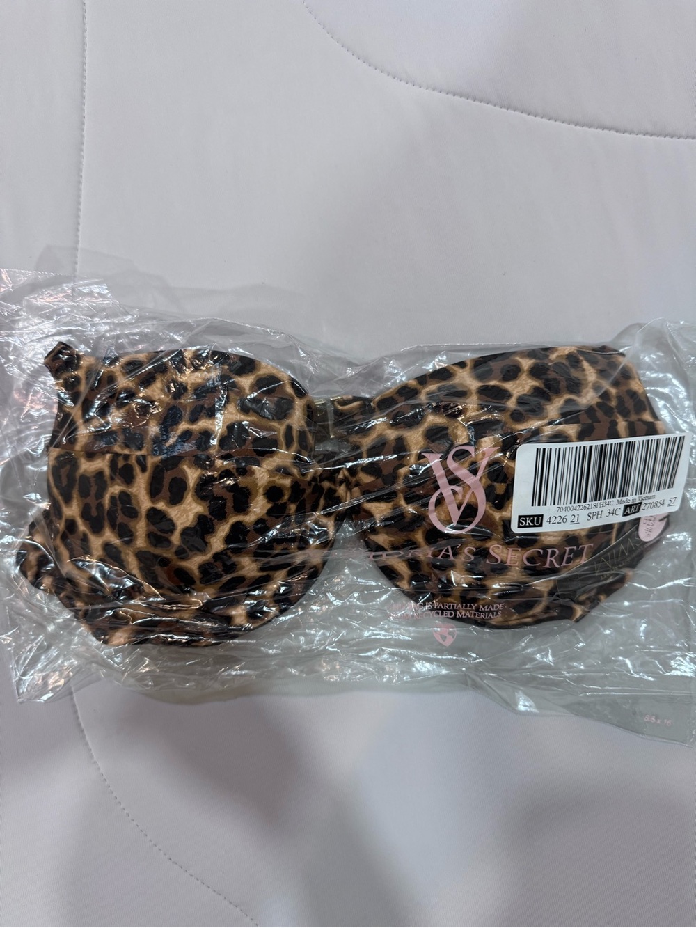 Victoria's Secret Leopard Print Strapless Push-Up Bra - Tan/Black